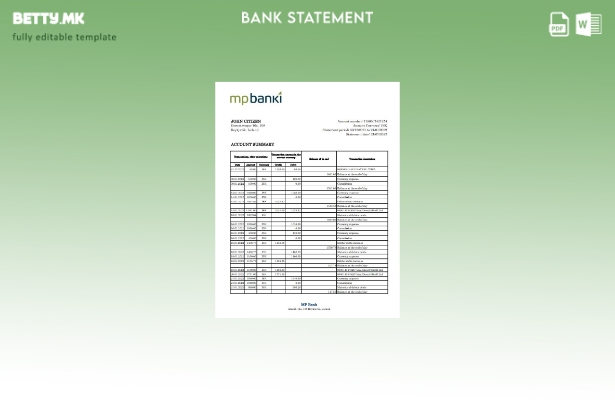 Модерен стил, шаблон ексел за извод од банка на Исланд пратеник
